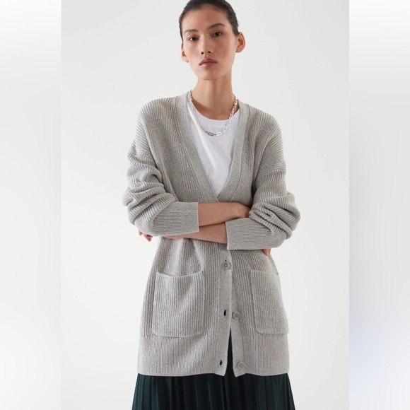 COS Light Gray Knit Cardigan - Picture 1 of 7